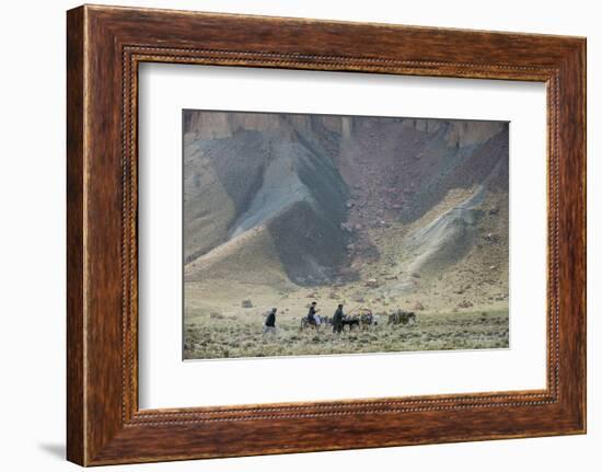 Donkeys and Farmers Make their Way Home Near Band-E Amir, Afghanistan, Asia-Alex Treadway-Framed Photographic Print