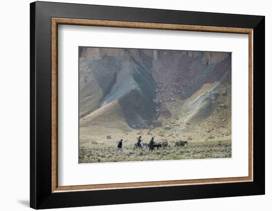 Donkeys and Farmers Make their Way Home Near Band-E Amir, Afghanistan, Asia-Alex Treadway-Framed Photographic Print