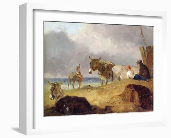 Donkeys and Figures on a Beach-Julius Caesar Ibbetson-Framed Giclee Print