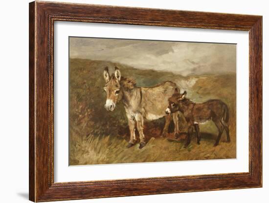 Donkeys out on the Moor, C.1890 (Oil on Canvas)-John Emms-Framed Giclee Print