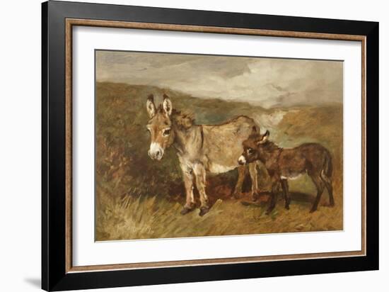 Donkeys out on the Moor, C.1890 (Oil on Canvas)-John Emms-Framed Giclee Print