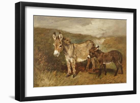 Donkeys out on the Moor, C.1890 (Oil on Canvas)-John Emms-Framed Giclee Print