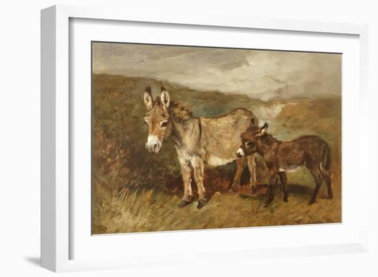 Donkeys out on the Moor, C.1890 (Oil on Canvas)-John Emms-Framed Giclee Print