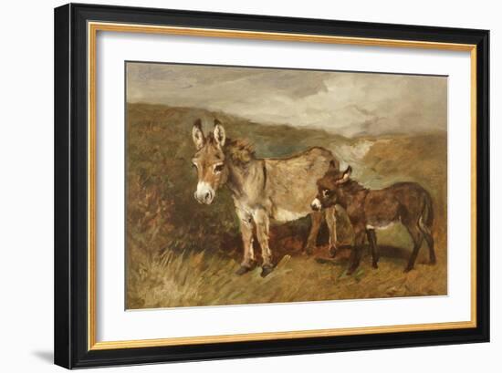 Donkeys out on the Moor, C.1890 (Oil on Canvas)-John Emms-Framed Giclee Print