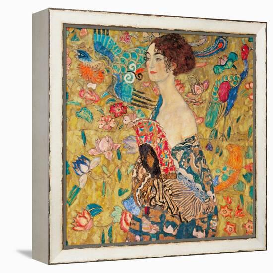 Donna con ventaglio-Gustav Klimt-Framed Stretched Canvas