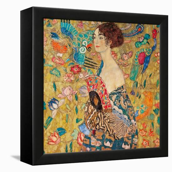 Donna con ventaglio-Gustav Klimt-Framed Stretched Canvas