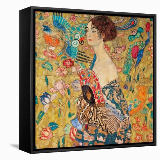 Donna con ventaglio-Gustav Klimt-Framed Stretched Canvas