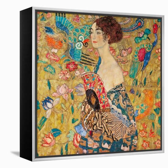 Donna con ventaglio-Gustav Klimt-Framed Stretched Canvas