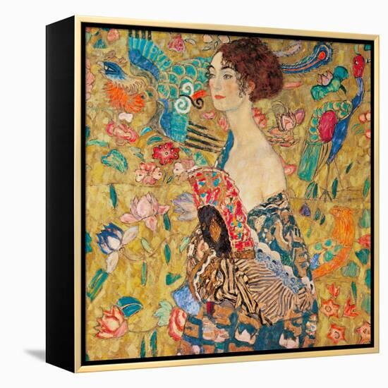 Donna con ventaglio-Gustav Klimt-Framed Stretched Canvas