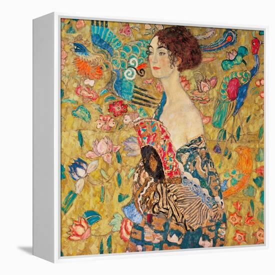 Donna con ventaglio-Gustav Klimt-Framed Stretched Canvas