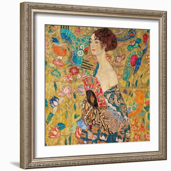 Donna con ventaglio-Gustav Klimt-Framed Premium Giclee Print