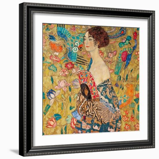 Donna con ventaglio-Gustav Klimt-Framed Premium Giclee Print