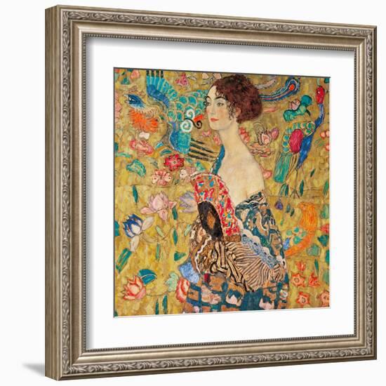 Donna con ventaglio-Gustav Klimt-Framed Art Print