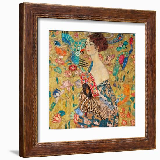 Donna con ventaglio-Gustav Klimt-Framed Art Print