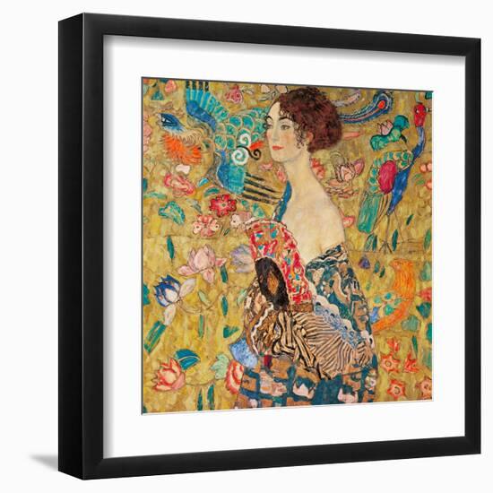 Donna con ventaglio-Gustav Klimt-Framed Art Print