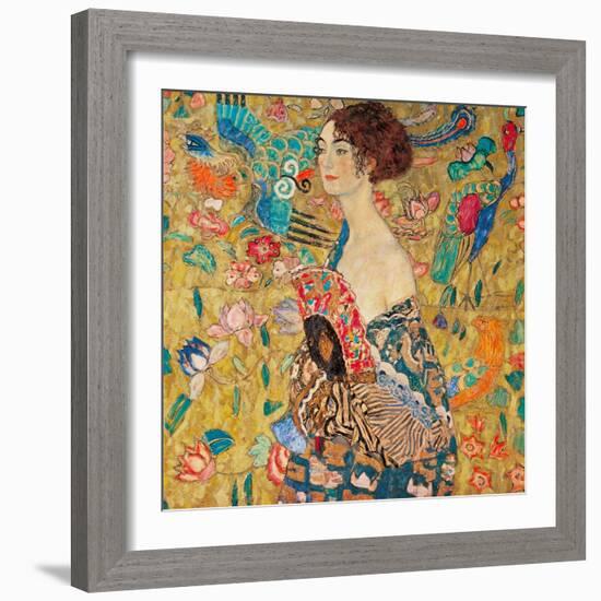 Donna con ventaglio-Gustav Klimt-Framed Art Print