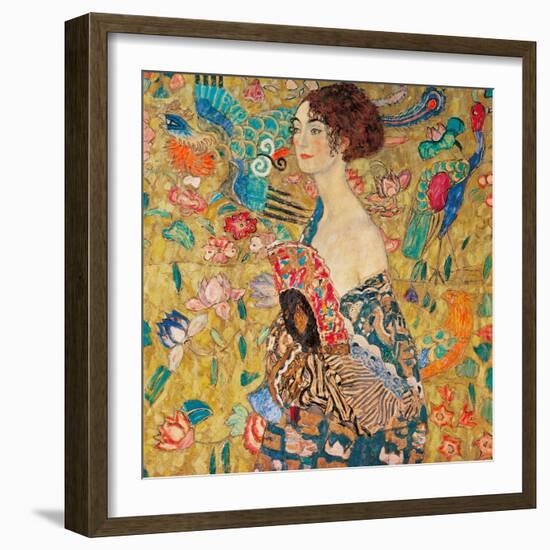 Donna con ventaglio-Gustav Klimt-Framed Art Print