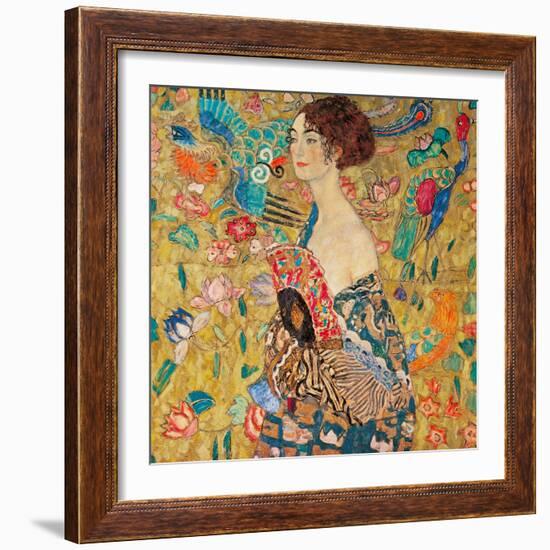 Donna con ventaglio-Gustav Klimt-Framed Art Print