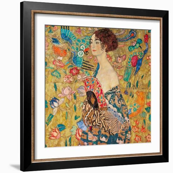 Donna con ventaglio-Gustav Klimt-Framed Art Print