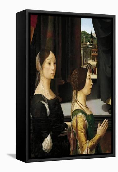 Donors Violante Bentivoglio and Elisabetta Aldobrandini-Domenico Ghirlandaio-Framed Premier Image Canvas