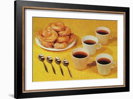 Donuts and Coffee, Retro-null-Framed Art Print