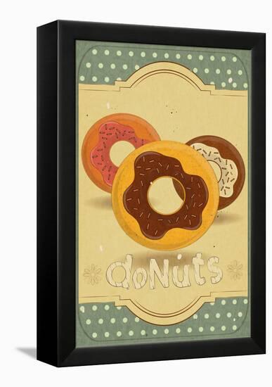 Donuts On Retro Card-elfivetrov-Framed Stretched Canvas