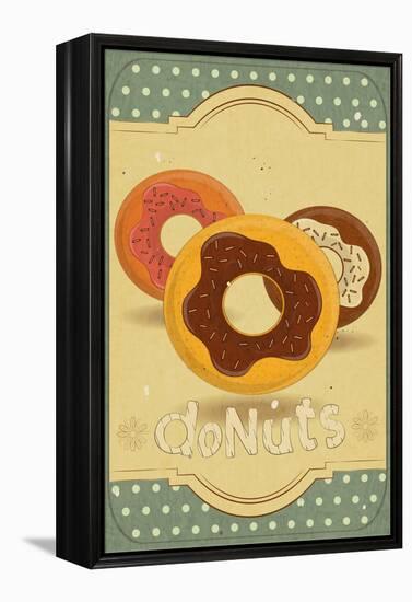 Donuts On Retro Card-elfivetrov-Framed Stretched Canvas