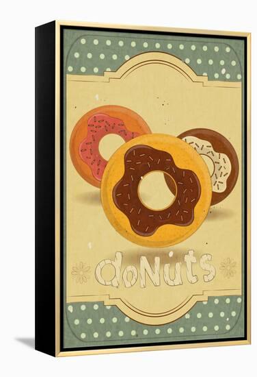 Donuts On Retro Card-elfivetrov-Framed Stretched Canvas