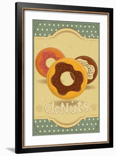 Donuts On Retro Card-elfivetrov-Framed Art Print