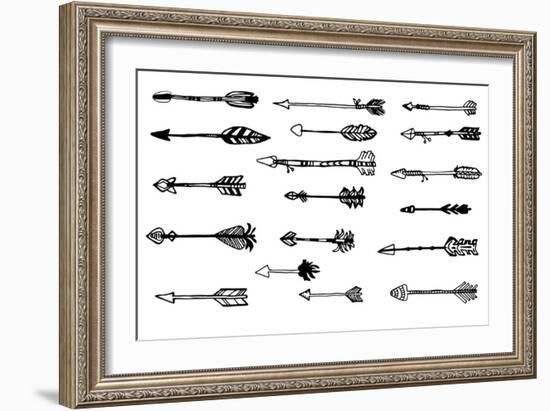 Doodle Hand Drawn Arrows Set. Vector Hand Drawn Sketch. Hunting Doodles-mcherevan-Framed Art Print