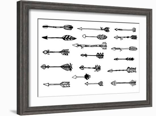 Doodle Hand Drawn Arrows Set. Vector Hand Drawn Sketch. Hunting Doodles-mcherevan-Framed Art Print