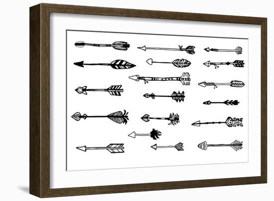 Doodle Hand Drawn Arrows Set. Vector Hand Drawn Sketch. Hunting Doodles-mcherevan-Framed Art Print