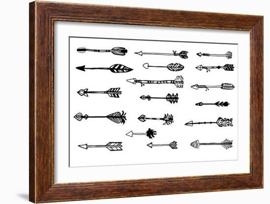 Doodle Hand Drawn Arrows Set. Vector Hand Drawn Sketch. Hunting Doodles-mcherevan-Framed Art Print