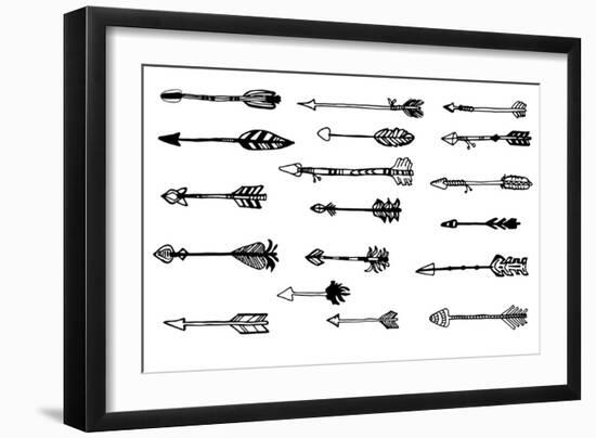 Doodle Hand Drawn Arrows Set. Vector Hand Drawn Sketch. Hunting Doodles-mcherevan-Framed Art Print