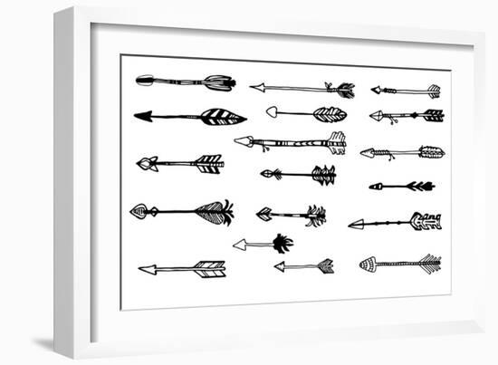 Doodle Hand Drawn Arrows Set. Vector Hand Drawn Sketch. Hunting Doodles-mcherevan-Framed Art Print