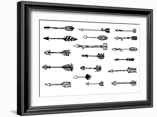 Doodle Hand Drawn Arrows Set. Vector Hand Drawn Sketch. Hunting Doodles-mcherevan-Framed Art Print