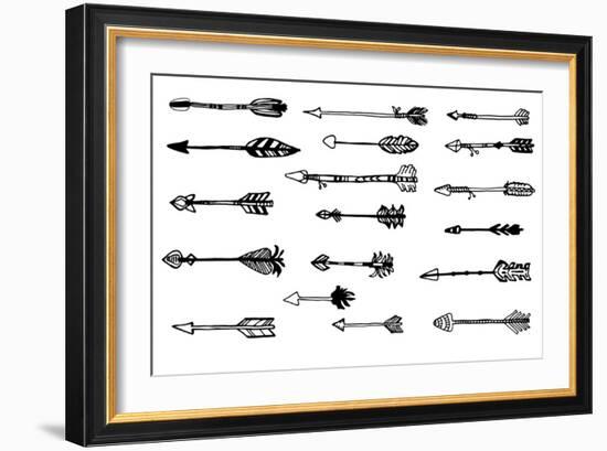 Doodle Hand Drawn Arrows Set. Vector Hand Drawn Sketch. Hunting Doodles-mcherevan-Framed Art Print