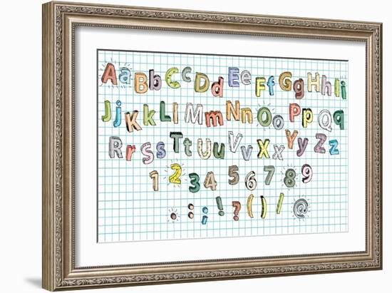 Doodled Grunge Alphabet-vook-Framed Premium Giclee Print