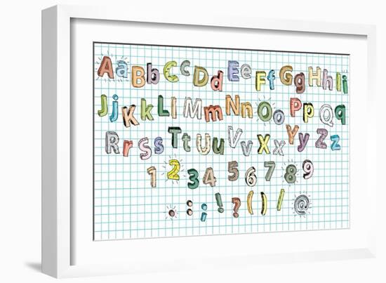 Doodled Grunge Alphabet-vook-Framed Premium Giclee Print