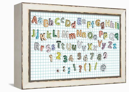 Doodled Grunge Alphabet-vook-Framed Stretched Canvas