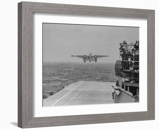 Doolittle Raid on Tokyo,B-25 Leaves USS Hornet-null-Framed Photographic Print