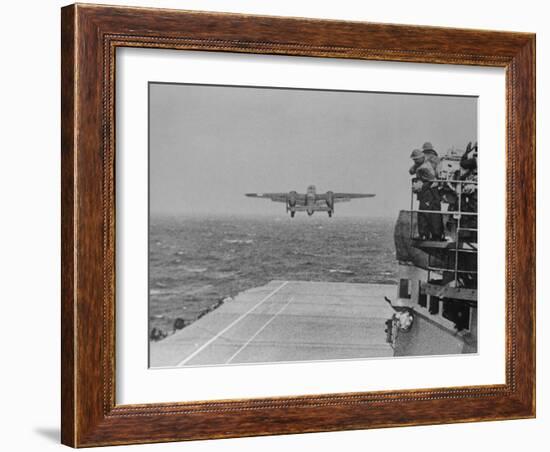 Doolittle Raid on Tokyo,B-25 Leaves USS Hornet-null-Framed Photographic Print