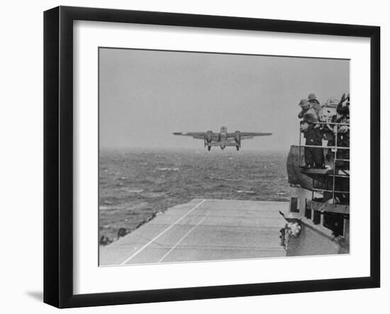 Doolittle Raid on Tokyo,B-25 Leaves USS Hornet-null-Framed Photographic Print