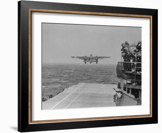 Doolittle Raid on Tokyo,B-25 Leaves USS Hornet-null-Framed Photographic Print