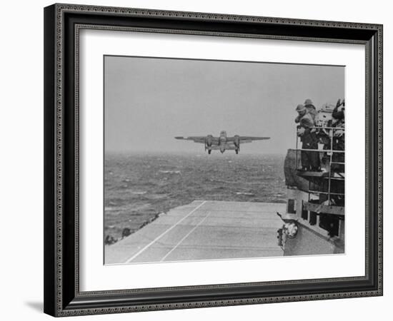 Doolittle Raid on Tokyo,B-25 Leaves USS Hornet-null-Framed Photographic Print