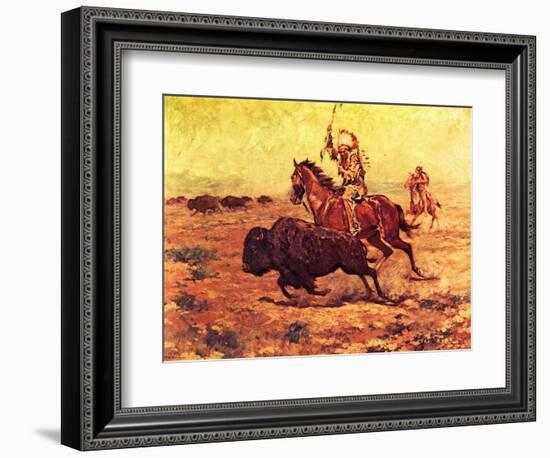 Doomed - Indian Hunting Buffalo-Charles Shreyvogel-Framed Premium Giclee Print