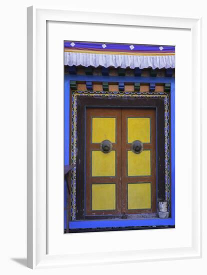 Door at the Buddhist Monastery in Tengboche in the Khumbu Region of Nepal, Asia-John Woodworth-Framed Photographic Print