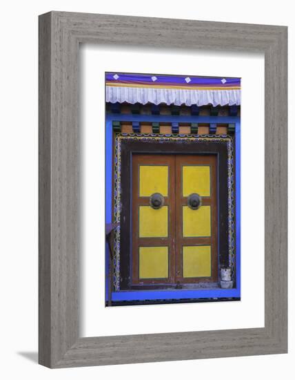 Door at the Buddhist Monastery in Tengboche in the Khumbu Region of Nepal, Asia-John Woodworth-Framed Photographic Print