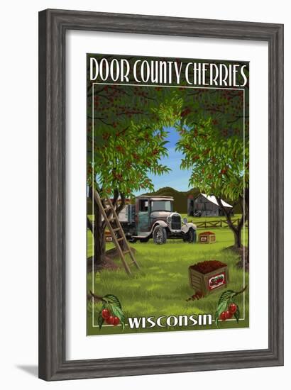 Door County, Wisconsin - Cherry Harvest-Lantern Press-Framed Art Print