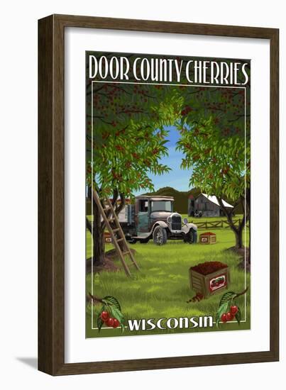 Door County, Wisconsin - Cherry Harvest-Lantern Press-Framed Art Print